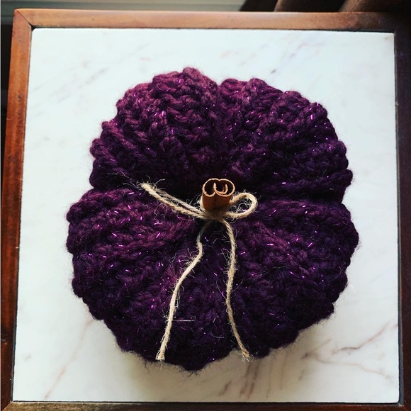 Purple Glitter Handmade Crochet Pumpkin (Large) - Picture 4 of 5